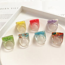 Load image into Gallery viewer, Creative Transparent Resin Ring Fruit Square Ring Acrylic Ring Simple Index Finger Ring Women Girl Fashion Jewelry Accessories
