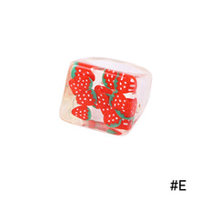 Load image into Gallery viewer, Creative Transparent Resin Ring Fruit Square Ring Acrylic Ring Simple Index Finger Ring Women Girl Fashion Jewelry Accessories
