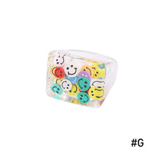 Load image into Gallery viewer, Creative Transparent Resin Ring Fruit Square Ring Acrylic Ring Simple Index Finger Ring Women Girl Fashion Jewelry Accessories
