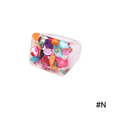Load image into Gallery viewer, Creative Transparent Resin Ring Fruit Square Ring Acrylic Ring Simple Index Finger Ring Women Girl Fashion Jewelry Accessories
