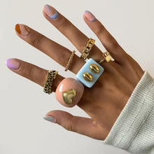 Load image into Gallery viewer, 6pcs/set Geometric Ring Set Solid Color Acrylic Alloy Word Heart Women Ring Mash Up Fashion Ring Simple Personality Ring Jewelry
