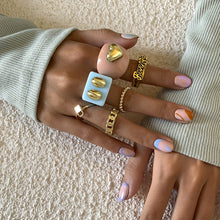 Load image into Gallery viewer, 6pcs/set Geometric Ring Set Solid Color Acrylic Alloy Word Heart Women Ring Mash Up Fashion Ring Simple Personality Ring Jewelry
