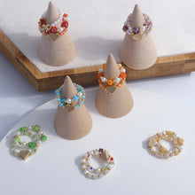 Load image into Gallery viewer, Cute Multi Beaded Imitation Pearl Colorful Crystal Adjustable Rope Chain Rings For Women Continuous Circle Minimalist Ring
