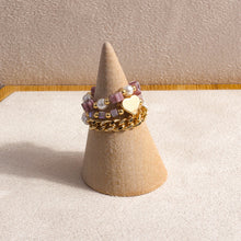 Load image into Gallery viewer, Cute Multi Beaded Imitation Pearl Colorful Crystal Adjustable Rope Chain Rings For Women Continuous Circle Minimalist Ring
