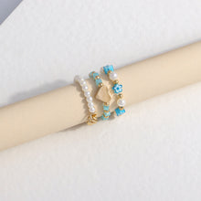 Load image into Gallery viewer, Cute Multi Beaded Imitation Pearl Colorful Crystal Adjustable Rope Chain Rings For Women Continuous Circle Minimalist Ring
