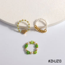 Load image into Gallery viewer, Cute Multi Beaded Imitation Pearl Colorful Crystal Adjustable Rope Chain Rings For Women Continuous Circle Minimalist Ring
