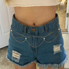 Load image into Gallery viewer, Fashion Women Metal Waist Chain Fashion All-match Pearl Hollow Sexy Waist Chain Decoration Belt Apparel Body Accessories

