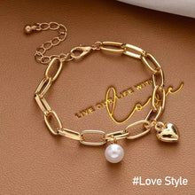 Load image into Gallery viewer, Golden Pendant Bracelet For Women Retro Punk Gothic Portrait Coin Cross Pearl Bracelet Jewelry
