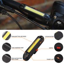 Load image into Gallery viewer, Bicycle Rear Light Waterproof USB Rechargeable LED Safety Warning Lamp Bike Flashing Accessories Cycling Taillight
