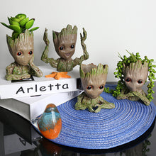 Load image into Gallery viewer, Baby Groot Cute Flower Pot Succulent Flowerpots Wholesale Plastic Figurines Decoration Pen Holder Toys Home Ornaments Garden
