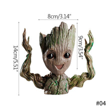Load image into Gallery viewer, Baby Groot Cute Flower Pot Succulent Flowerpots Wholesale Plastic Figurines Decoration Pen Holder Toys Home Ornaments Garden
