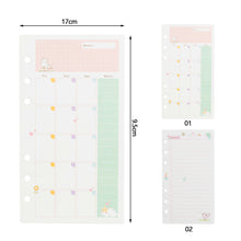 Load image into Gallery viewer, 45 Sheets Cute Cartoon A6 Notebook Paper Refill Spiral Binder Index Inside Pages Daily Diary Papers
