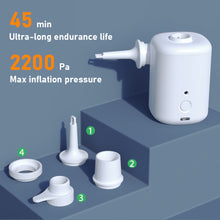 Load image into Gallery viewer, Mini Air Pump For Mattress Mat Camping Outdoor Portable Electric Inflator USB Charging Swimming Ring Vacuum Pump with 4 Nozzles
