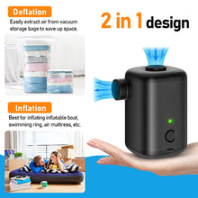 Load image into Gallery viewer, Mini Air Pump For Mattress Mat Camping Outdoor Portable Electric Inflator USB Charging Swimming Ring Vacuum Pump with 4 Nozzles
