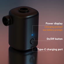 Load image into Gallery viewer, Mini Air Pump For Mattress Mat Camping Outdoor Portable Electric Inflator USB Charging Swimming Ring Vacuum Pump with 4 Nozzles
