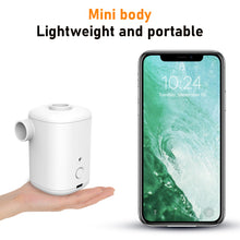 Load image into Gallery viewer, Mini Air Pump For Mattress Mat Camping Outdoor Portable Electric Inflator USB Charging Swimming Ring Vacuum Pump with 4 Nozzles
