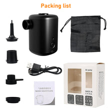 Load image into Gallery viewer, Mini Air Pump For Mattress Mat Camping Outdoor Portable Electric Inflator USB Charging Swimming Ring Vacuum Pump with 4 Nozzles

