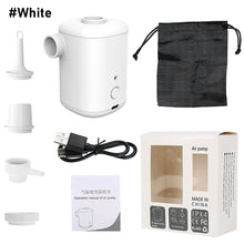Load image into Gallery viewer, Mini Air Pump For Mattress Mat Camping Outdoor Portable Electric Inflator USB Charging Swimming Ring Vacuum Pump with 4 Nozzles
