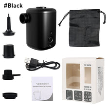 Load image into Gallery viewer, Mini Air Pump For Mattress Mat Camping Outdoor Portable Electric Inflator USB Charging Swimming Ring Vacuum Pump with 4 Nozzles
