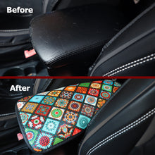 Load image into Gallery viewer, Ethnic Style Print PU Leather Car Armrest Mat Center Console Arm Rest Protection Cushion Auto Armrests Storage Box Cover Pad
