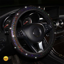 Load image into Gallery viewer, Diamond Rainbow Bling Bling Crystal Car Steering Wheel Cover PU Leather Auto Accessories Case Car Styling 14.5-15 Inch Vehicle
