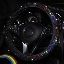 Load image into Gallery viewer, Diamond Rainbow Bling Bling Crystal Car Steering Wheel Cover PU Leather Auto Accessories Case Car Styling 14.5-15 Inch Vehicle
