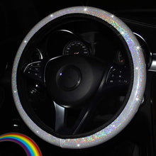 Load image into Gallery viewer, Diamond Rainbow Bling Bling Crystal Car Steering Wheel Cover PU Leather Auto Accessories Case Car Styling 14.5-15 Inch Vehicle
