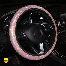 Load image into Gallery viewer, Diamond Rainbow Bling Bling Crystal Car Steering Wheel Cover PU Leather Auto Accessories Case Car Styling 14.5-15 Inch Vehicle
