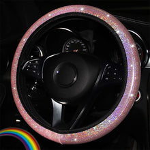Load image into Gallery viewer, Diamond Rainbow Bling Bling Crystal Car Steering Wheel Cover PU Leather Auto Accessories Case Car Styling 14.5-15 Inch Vehicle
