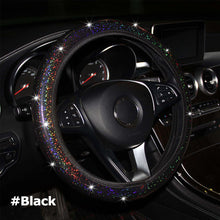 Load image into Gallery viewer, Diamond Rainbow Bling Bling Crystal Car Steering Wheel Cover PU Leather Auto Accessories Case Car Styling 14.5-15 Inch Vehicle
