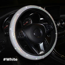 Load image into Gallery viewer, Diamond Rainbow Bling Bling Crystal Car Steering Wheel Cover PU Leather Auto Accessories Case Car Styling 14.5-15 Inch Vehicle
