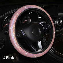Load image into Gallery viewer, Diamond Rainbow Bling Bling Crystal Car Steering Wheel Cover PU Leather Auto Accessories Case Car Styling 14.5-15 Inch Vehicle
