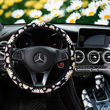 Load image into Gallery viewer, 38cm Daisy Flower Car Steering Wheel Cover Hand Brake Set Auto Interior Decoration Knitted Steering Wheel Cover Car Accessories
