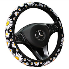 Load image into Gallery viewer, 38cm Daisy Flower Car Steering Wheel Cover Hand Brake Set Auto Interior Decoration Knitted Steering Wheel Cover Car Accessories
