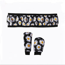 Load image into Gallery viewer, 38cm Daisy Flower Car Steering Wheel Cover Hand Brake Set Auto Interior Decoration Knitted Steering Wheel Cover Car Accessories

