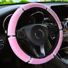 Load image into Gallery viewer, 37-38cm Diameter Universal Soft Plush Rhinestone Car Steering Wheel Cover Interior Accessories Steering-Cover Car-styling

