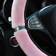 Load image into Gallery viewer, 37-38cm Diameter Universal Soft Plush Rhinestone Car Steering Wheel Cover Interior Accessories Steering-Cover Car-styling
