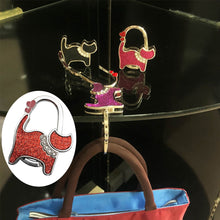Load image into Gallery viewer, Portable Folding Handbag Hook Holder Purse Hanger Table Edge Hanging Hooks for Handbag Decoration Students Bag Organizer
