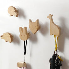 Load image into Gallery viewer, Cute Cartoon Wood Hook Kids Room Mounted Hook Towels Coat Bags Clothes Storage Hook Self Adhesive Wall Hanger Mounted Children Room Storage Rack
