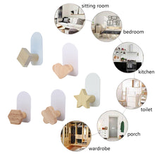 Load image into Gallery viewer, Self Adhesive Wood Hook Non Track Wall Mounted Towel Coat Hat Clothes Rack Kids Room Decoration Storage Hook
