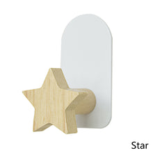 Load image into Gallery viewer, Self Adhesive Wood Hook Non Track Wall Mounted Towel Coat Hat Clothes Rack Kids Room Decoration Storage Hook
