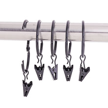 Load image into Gallery viewer, 5PCS/Set Openable Window Curtain Ring Hook with Clips Detachable Strong Iron Shower Curtain Alligator Clips with Rock Ring Tapestry Anti Slip Crocodile Clips
