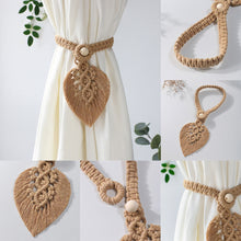 Load image into Gallery viewer, Curtain Tieback Bohemia Handmade Leaf Curtain Tie Hook Holder Boho Macrame For Living Room Window Curtain
