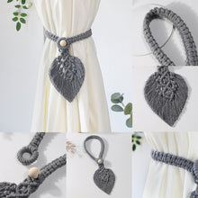 Load image into Gallery viewer, Curtain Tieback Bohemia Handmade Leaf Curtain Tie Hook Holder Boho Macrame For Living Room Window Curtain
