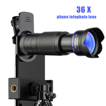 Load image into Gallery viewer, Phone Camera Lens 36X Telephoto 4in1 Telecope Zoom Macro Fisheye Wide Angel Lens Kit For Cellphone iPhone Samsung Xiaomi Huawei
