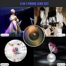 Load image into Gallery viewer, Phone Camera Lens 36X Telephoto 4in1 Telecope Zoom Macro Fisheye Wide Angel Lens Kit For Cellphone iPhone Samsung Xiaomi Huawei
