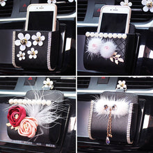 Load image into Gallery viewer, Car Outlet Air Vent Crystal Diamond Crown Trash Box for Auto Mobile Phone Holder Pouch Organizer Hanging Storage Bag
