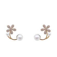 Load image into Gallery viewer, Korea Women Girls Pearl Rhinestone Flower Earrings Stud
