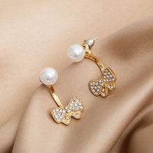 Load image into Gallery viewer, Korea Women S925 Silver Needle Rhinestone Bow Heart Pearl Earrings Fashion Accessories
