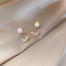 Load image into Gallery viewer, Korea Women S925 Silver Needle Rhinestone Bow Heart Pearl Earrings Fashion Accessories
